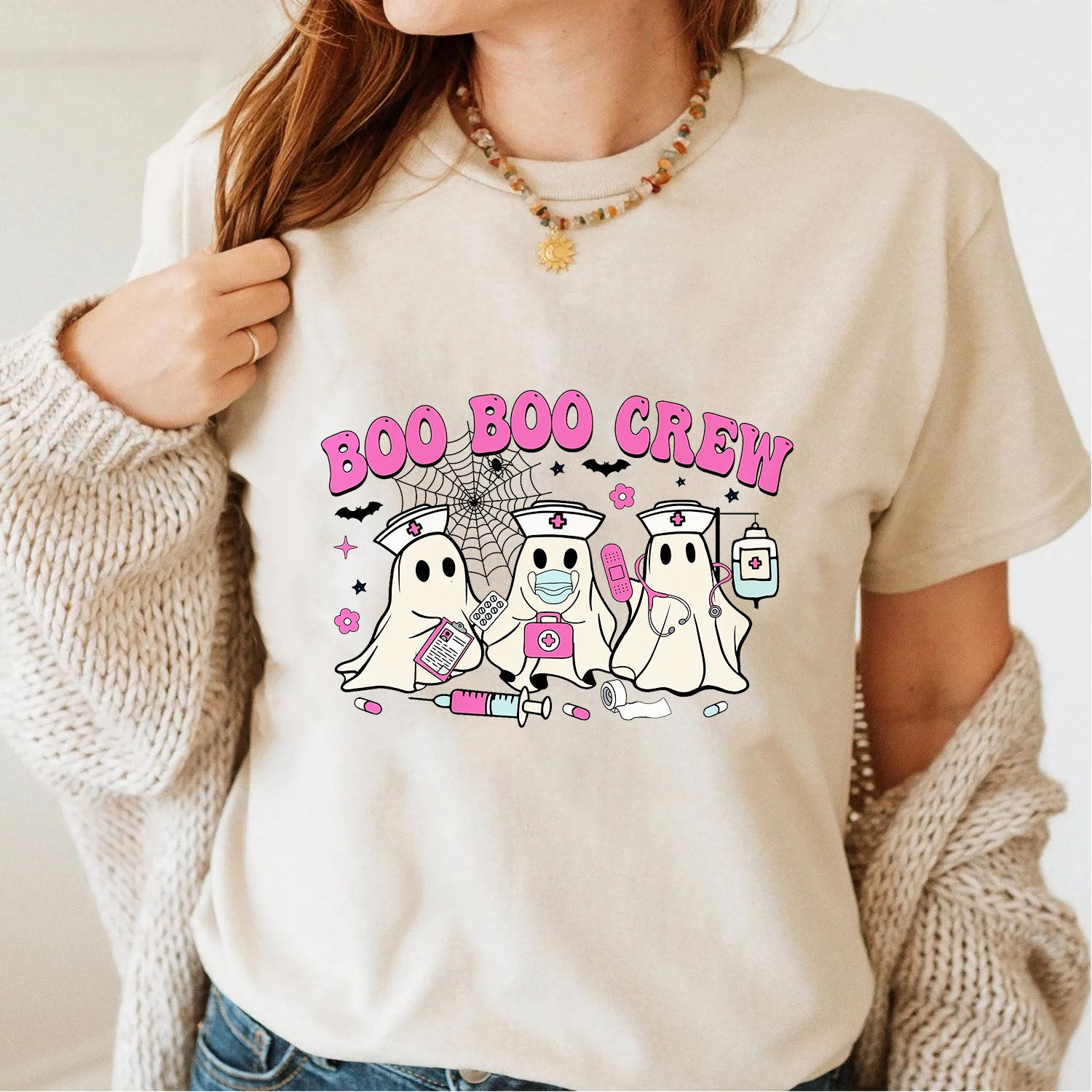 Nurse Gift - Boo Boo Crew Pink Ghosts
