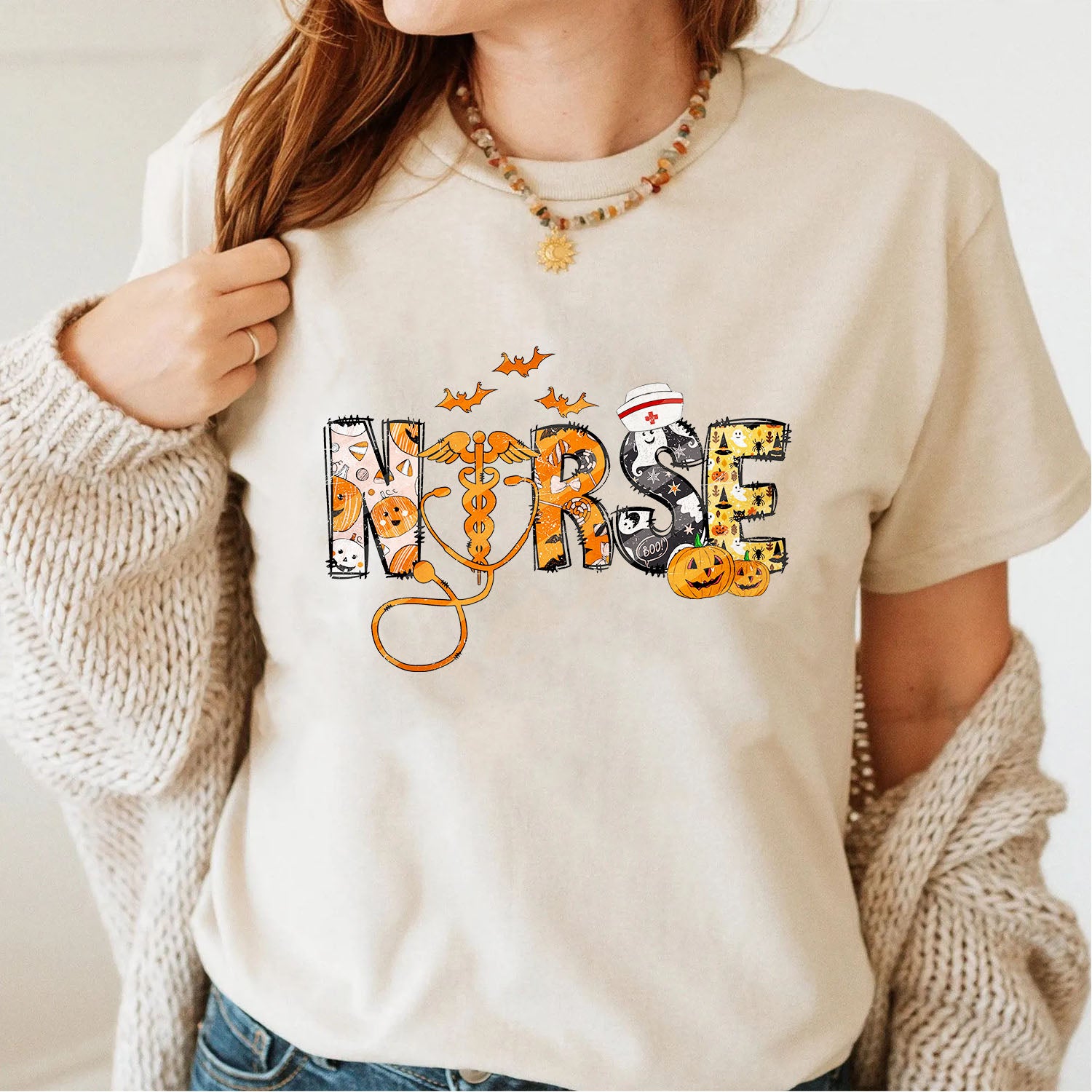 Nurse Gift - Halloween Pattern Stethoscope Caduceus Symbol