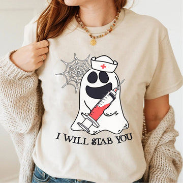Nurse Gift - I Will Stab You Cute Ghost Syringe